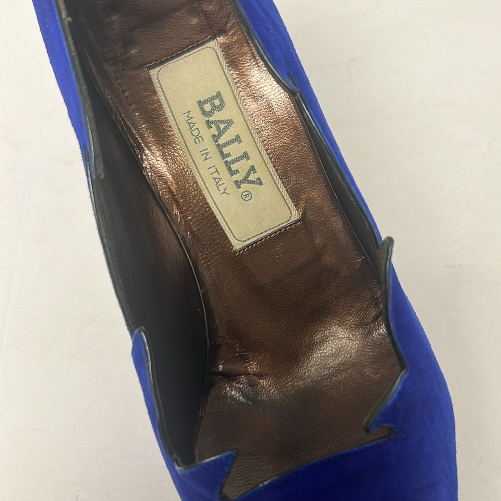Vintage Bally Blue Suede Flame Pointed Toe High Heel Rare Pump Sz 6.5 - Picture 7 of 13